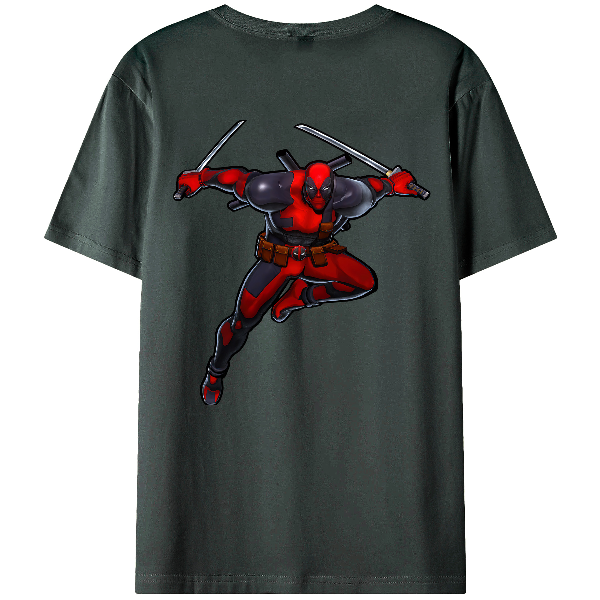 （画像用） Deadpool デッドプール 綿100％ メンズ半袖Tシャツ（バックプリント） 通気性